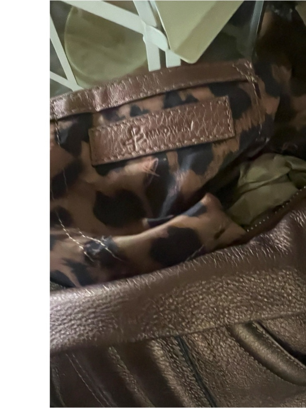B.MAKOWSKY Monaco Hobo/Satchel metallic bronze pebbled leather handbag. - Picture 9 of 9